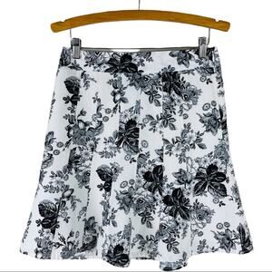 Loft black white toile floral cottagecore linen preppy skirt 4
